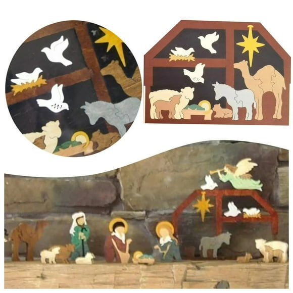 Easter Jesus Birth Wooden Jigsaw Puzzle - Decorative 20x14cm Piece for Home & Office - Durable & Artistic Nativity Scene Decor for Creative Kids and Puzzle Lovers
