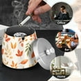 thumbnail image 4 of Yayeee Ashtray with Lid for Cigarette Smokeless Stainless Steel Home Ash Holder, Beige Autumn Leaves, 4 of 7