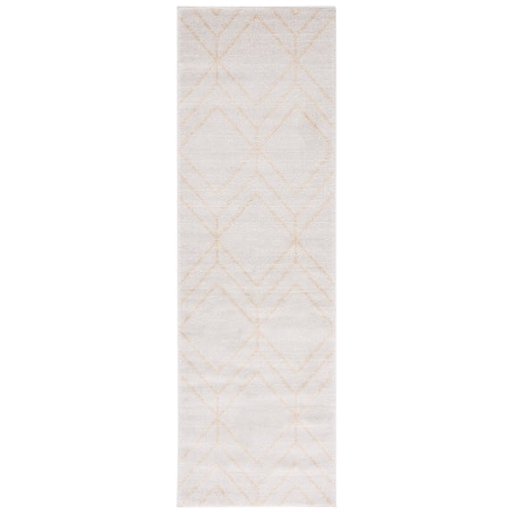 SAFAVIEH Adirondack Caitriona Geometric Squares Runner Rug, Ivory/Gold, 2'6" x 8'