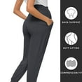 thumbnail image 4 of Women's Maternity Pants Stretchy Lounge Workout Pants Casual Loose Comfy Pregnancy Joggers with Pockets-Dark gray, 4 of 5