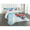 thumbnail image 3 of Ambesonne Christmas Quilted Bedspread Set 3 Pcs, Red Truck Xmas Tree, King Size, Blue Red, 3 of 5