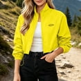 thumbnail image 2 of Tbopshirt Jacket for Women Stand Collar Long Sleeve Zip Up Drawstring Hem Loose Casual Solid Color Cropped Jacket for Spring Fall, 2 of 6