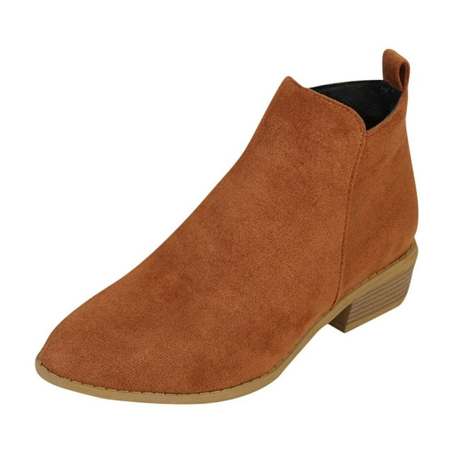 LOVZFMLL Bottes pour Femmes Bottines Chelsea à la Cheville Fermeture Éclair Latérale Bout Rond Antidérapantes Talon Bloc Bas Décontractées Bottes d'Automne Hiver