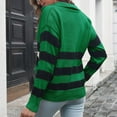 thumbnail image 4 of Womens Fall Fashion 2022! QLEICOM Sweaters for Women, Fashion Women's Casual V Neck Stripe Long Sleeve Pullover Knitted Sweater Tops On Clearance, 4 of 6