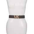 thumbnail image 2 of Michael Kors 38mm Leather Reversible MK Logo Plaque Buckle Belt (Brown/Luggage, Extra Large), 2 of 6