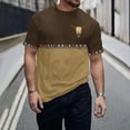 thumbnail image 2 of Iugvhana Mens Tops Western Retro Tee Shirts Short Sleeve Round Neck Casual Slim Ethnic Print Graphic T-shirt Khaki XL, 2 of 5
