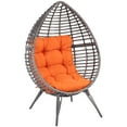 thumbnail image 2 of Outsunny Patio Wicker Egg Chair w/ Soft Cushion, Teardrop Cuddle Seat, Outdoor / Indoor Patio Chair, PE Plastic Rattan Furniture with Adjustable Height Feet Pads, Orange, 2 of 9