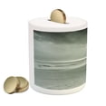 thumbnail image 2 of Shipwreck Piggy Bank, Wreck Small Stranded Boat on Seaside Snow Clouds Windy Day Wave Picture, Ceramic Coin Bank Money Box for Cash Saving, 3.6" X 3.2", Black and White, by Ambesonne, 2 of 4