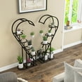 thumbnail image 3 of Patiojoy 5-Tier Metal Plant Stand, Heart-shaped Plant Shelf Tiered Plant Stand with 4 Hanging Hooks, Wide Slatted Platform Black, 3 of 10