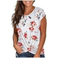 thumbnail image 1 of Camisetas de manga corta de verano para mujer, blusa informal con cuello redondo y estampado frontal Pompotops  hfajkhk129028, 1 of 5