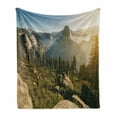thumbnail image 1 of Yosemite Soft Flannel Fleece Throw Blanket, Yosemite Valley and Half Dome in Foggy Morning During Romantic Sunrise Scenery, Cozy Plush for Indoor and Outdoor Use, 50" x 60", Green Beige, by Ambesonne, 1 of 6