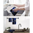 thumbnail image 5 of Black Blue Kitchen Dish Towels for Drying Dishes Set of 3, White Circle Geometric Abstract Texture Waffle Weave Microfiber Hand Tea Bathroom Towels Quick Dry & Absorbent Towel 15.7x23.6, 5 of 7