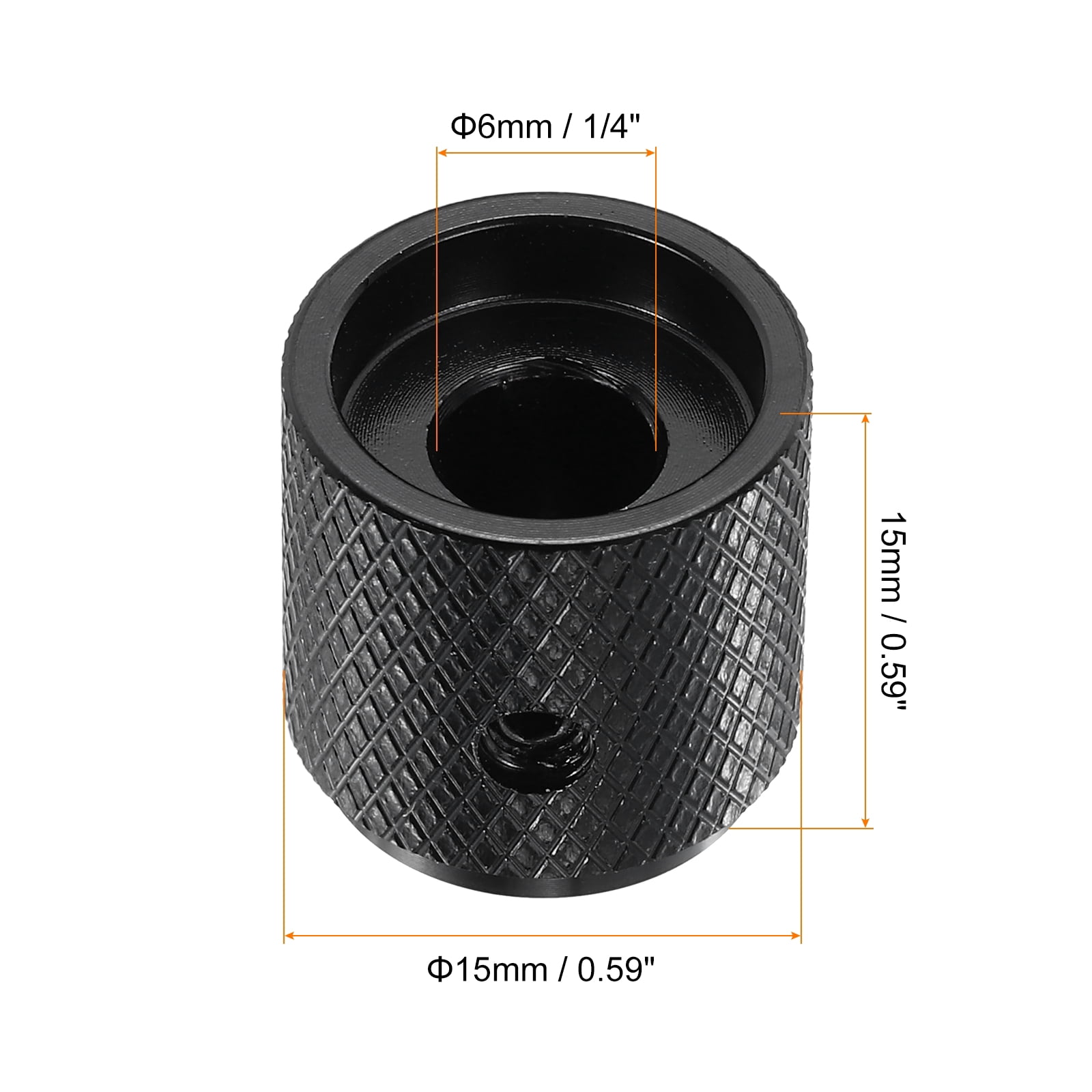 Uxcell 8 Pcs Aluminium Potentiometer Knobs, 1/4"(6mm) IDx5/8"(15mm) ODx5/8"(15mm) Height Universal Volume Tone Control Knobs for Guitar, Bass, Arrow Indicator, Black