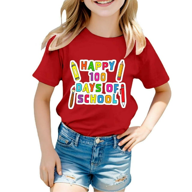 TZEWGL Tees For Newborn Cute Short Sleeve Loose Graphic Prints Summer Clothes Top For Kids size 12-13T