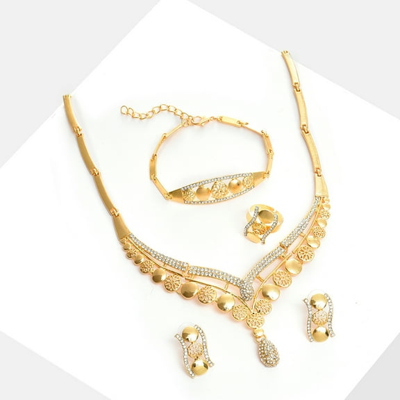 SOHI Gold-Plated White Stone Studded Jewellery Set