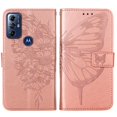 thumbnail image 4 of SaniMore Case for Motorola Moto G Power 2023 (6.5"), PU Leather Skin with Luxury Embossed Butterfly [Wrist Strap & Card Slots & Flip Kickstand] Full-body Shockproof Business Wallet Cover, Rosegold, 4 of 7