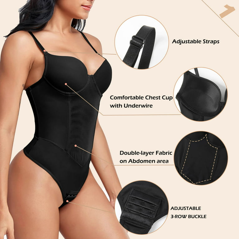 Thong Bodysuits with Bra Slim Tummy Control Shapewear Women Girdle Body  Shaper
