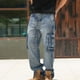 thumbnail image 5 of Pantalones cargo para hombre, estilo vintage, para exteriores, a la moda, lisos, informales, con bolsillos, 5 of 8