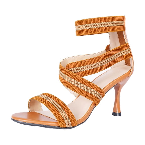Lovskoo Womens Gladiator Heel Sandals Pointed Toe Ankle Strap Zipper Comfort Dress Shoes