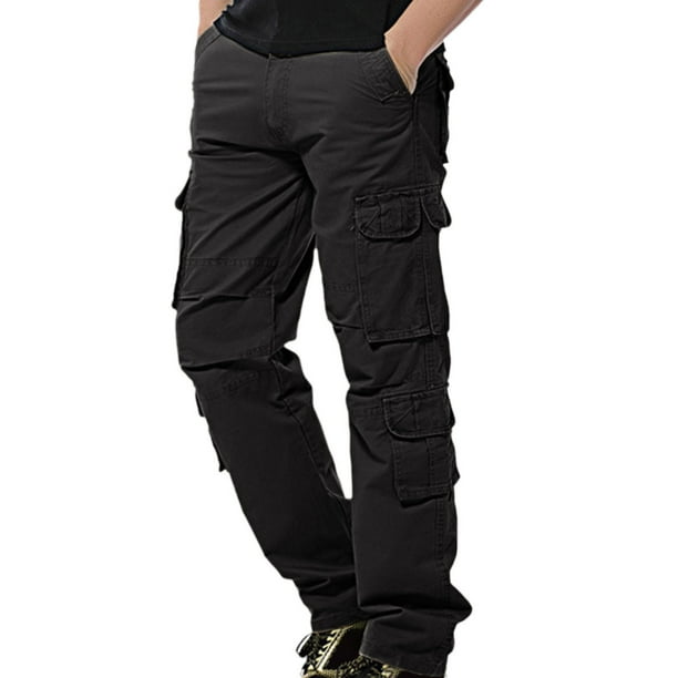 QYZEU Cotton Slim Fit Pants Work Pants for Men Pants Relaxed Cargo  Mid-Waist Men'S Fit Solid Zip With Multi-Pocket Trousers Cargo Men'S Pants