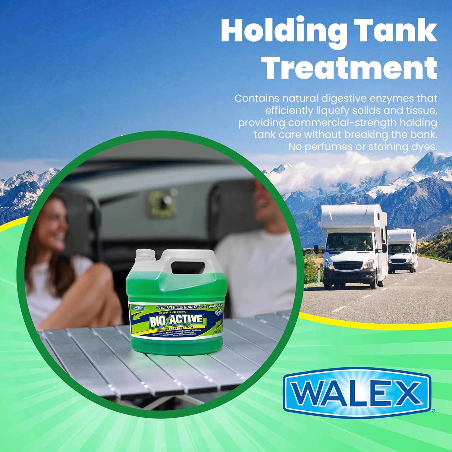 Bio-Active Liquid RV & Marine Holding Tank Deodorizer - Deodorizes Black Holding Tanks - Fragrance Free - 40oz Liquid