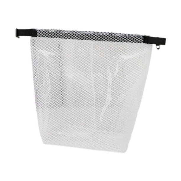 Neceser de malla portátil, neceser de maquillaje, neceser de malla para baño, neceser de viaje para baño blanco