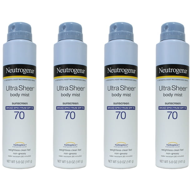Neutrogena Sheer Mist Full Reach Sunscreen Broad Spectrum SPF 70 5 oz (Pack of 4) - Walmart.com