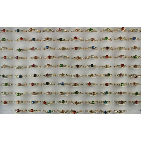 K-KED Women's Delicate Jewelry Wholesale Bulk Lots 30pcs Full Rhinestone Lady's Charm Rings