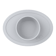ezpz Tiny Bowl (Pewter) - 100% Silicone Placemat + Bowl - Suctions to the Surface - Designed by a Pediatric Feeding Specialist - 6 Months+