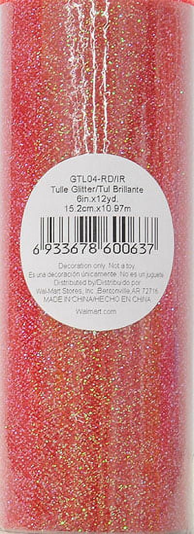 (3 pack) Fuzhou Unbrand 6inch 12Yd Red Glitter Tulle,100% Polyester by the Bolt