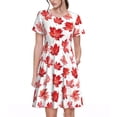 thumbnail image 1 of Balery Realistic Maple Leaf Vestidos sueltos de manga corta para mujer, vestidos de verano 2025, vestidos casuales de corte A con vuelo., 1 of 6