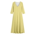 thumbnail image 7 of SETOOFF Women V Neck Long Sleeve Maxi Dress Loose Flowy Solid Color Split Side Long Tunic Dress Casual Vacation Beach Travel Daily Dress, 7 of 7