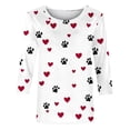 thumbnail image 4 of TKLPEHG Women 3/4 Sleeve Tees Crew Neck Three-quarter Sleeve Tshirt Fashion Loose Summer Cute Comfy Dog Paw Print Graphic Tee Casual Outfits (Pink,S), 4 of 4