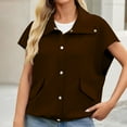 thumbnail image 2 of Womens Vests Plus Size Fall Sleeveless Coat Zip Up Outerwear with Pockets(Brown S), 2 of 6