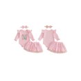 thumbnail image 2 of Cjfdfy Newborn Baby Girl Birthday Outfit Long Sleeve Romper,Tulle Skirt,Headband Set Neaswborn Fall Clothes Cute Half Way To One Print Letter 1/2 Birthday Girl Outfits, 2 of 9