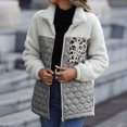 thumbnail image 2 of 2025 Plush Coat for Women Quilted Fleece Jacket for Women Vintage Leopard Patchwork Stand Neck Outerwear Open Zipper Plush Sweater Coat with Pocket Winter Plush Coat, 2 of 3