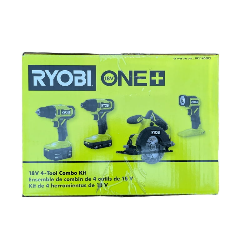 Ryobi ONE+ 18V Cordless 4-Tool Combo Kit with Ah Battery,