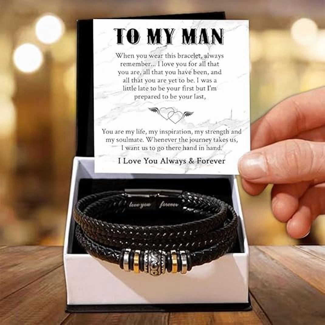 Romantic Gift with Message Card and Gift Box, To My Men Bracelet, Anniversary Gift for Husband from Wife, Bracelets for Man, Birthday Gift for Boyfriend from Girlfriend