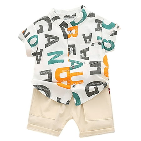 

Fesfesfes Toddler Kids Baby Boys English alphabet Shirt Tops Shorts Clothes Set
