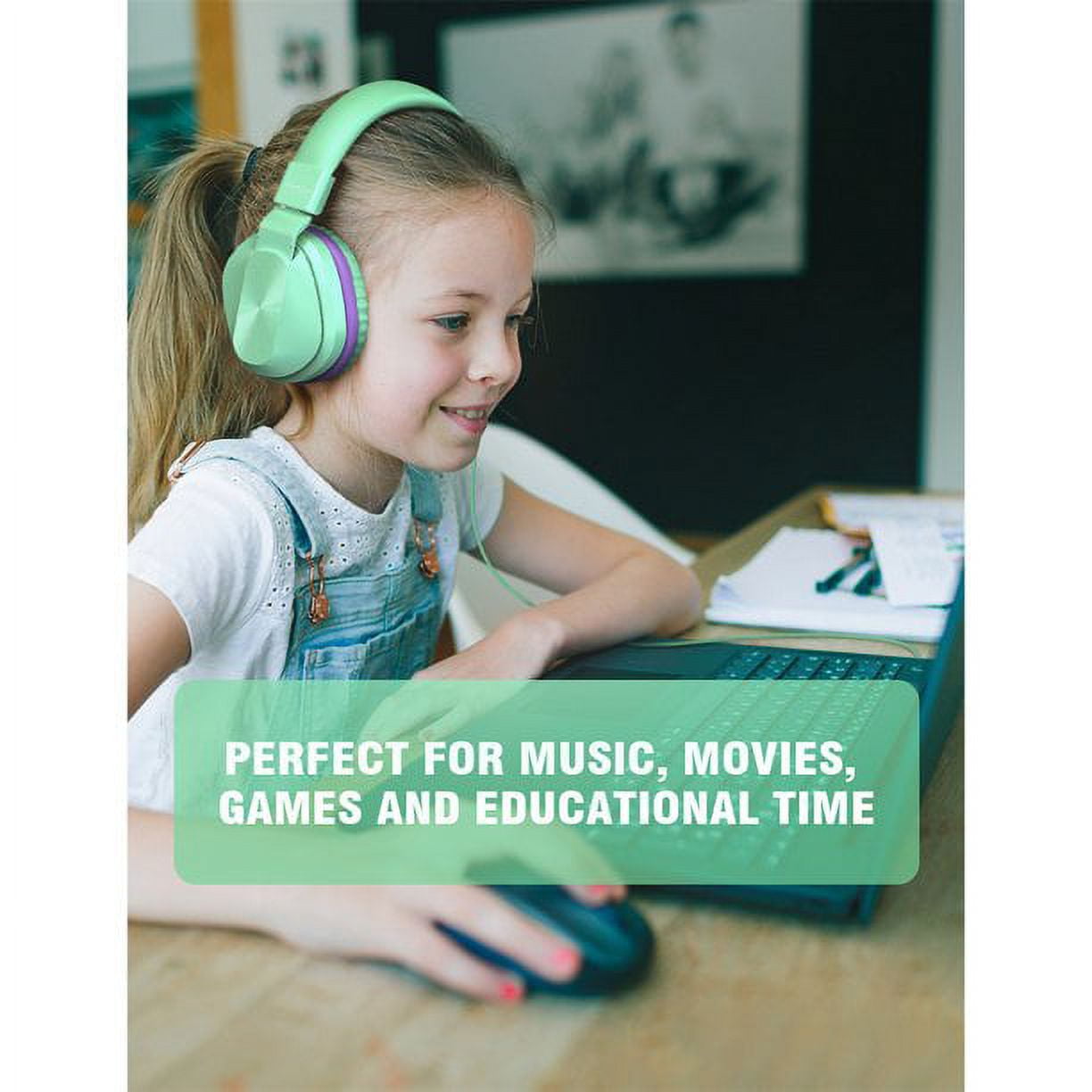Seenda N-089 Wired Kids Headphones with Microphone, Safe Volume Control, Back to School Supplies, New