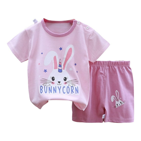 KPOPLK Children's Short Sleeved Suits Pure Cotton Boys' Clothes Girls' T Shirts Baby Summer Clothes baby boy shorts 12 18 months summer(5-6 Years,Pink)
