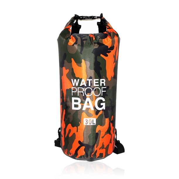 Yuarrent Bolsa de natación impermeable de 15/20L/30L, de saco seco, colores de camuflaje, pesca, canotaje, kayak, almacenamiento, bolsa de Deportes acuáticos camuflaje naranja 24x72cm Yuarrent OD1303-06B