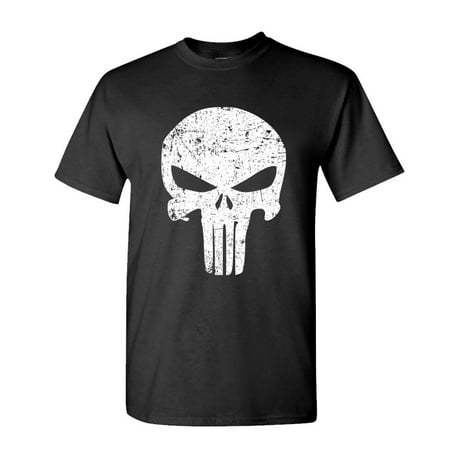 DISTRESSED PUNISHER SKULL mercenary liberty - Cotton Unisex T-Shirt