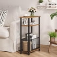 thumbnail image 2 of Narrow Side Table with Storage Basket Skinny End Tables for Smalls Spaces 3 Tier Sofa Table Small Nightstand Slim Bedside Table for Living Room Bedroom Rustic Brown MLBZ22RB, 2 of 7