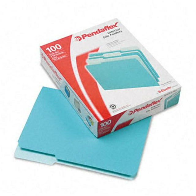 Pendaflex Interior File Folders- 1/3 Cut- Top Tab- Letter- Aqua- 100/Box