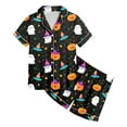 thumbnail image 4 of CAUYDY Girls Halloween Pajama Sets 2 Piece Button Down Short Sleeve Lapel Neck Tops Shorts Pumpkin Graphic Set for Teen(Sky Blue,4-5 Y), 4 of 5