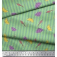thumbnail image 2 of Soimoi Green Moss Georgette Fabric Umbrella & Stripe Printed Craft Fabric by the Yard 42 Inch Wide, 2 of 3