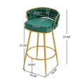 thumbnail image 4 of 31inch Bar Stools Set of 2, 180° Counter Swivel Height Bar Stools with Hand-Woven Backrest & Gold Metal Legs, Modern Low Back Upholstered Kitchen Chairs with Footrest for Island, Dining Room,Green, 4 of 8