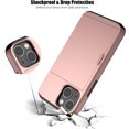 thumbnail image 5 of for iPhone 13 Mini Case with Card Holder Heavy Duty Protective Dual Layer Shockproof Hidden Card Slot Slim Wallet Case for iPhone 13 Mini for Men&Women(Rose Gold), 5 of 13