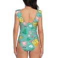 thumbnail image 6 of Yiaed Happy Summer Print Women's Ruffled One Piece Swimsuit V Neck Swimwear Slimming Monokini for Woman-Large, 6 of 8